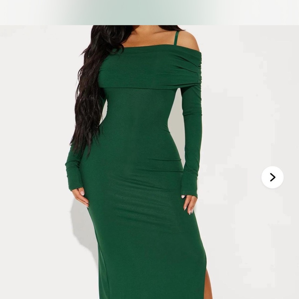 Fashion Nova Green Long Sleeve Dress